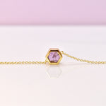 amethyst birthstone jewelry february birthday gift for her gemstone jewelry geometric necklace gold 14k fill