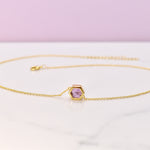 amethyst hexagon necklace 14k gold minimal geometric jewelry short gold necklace