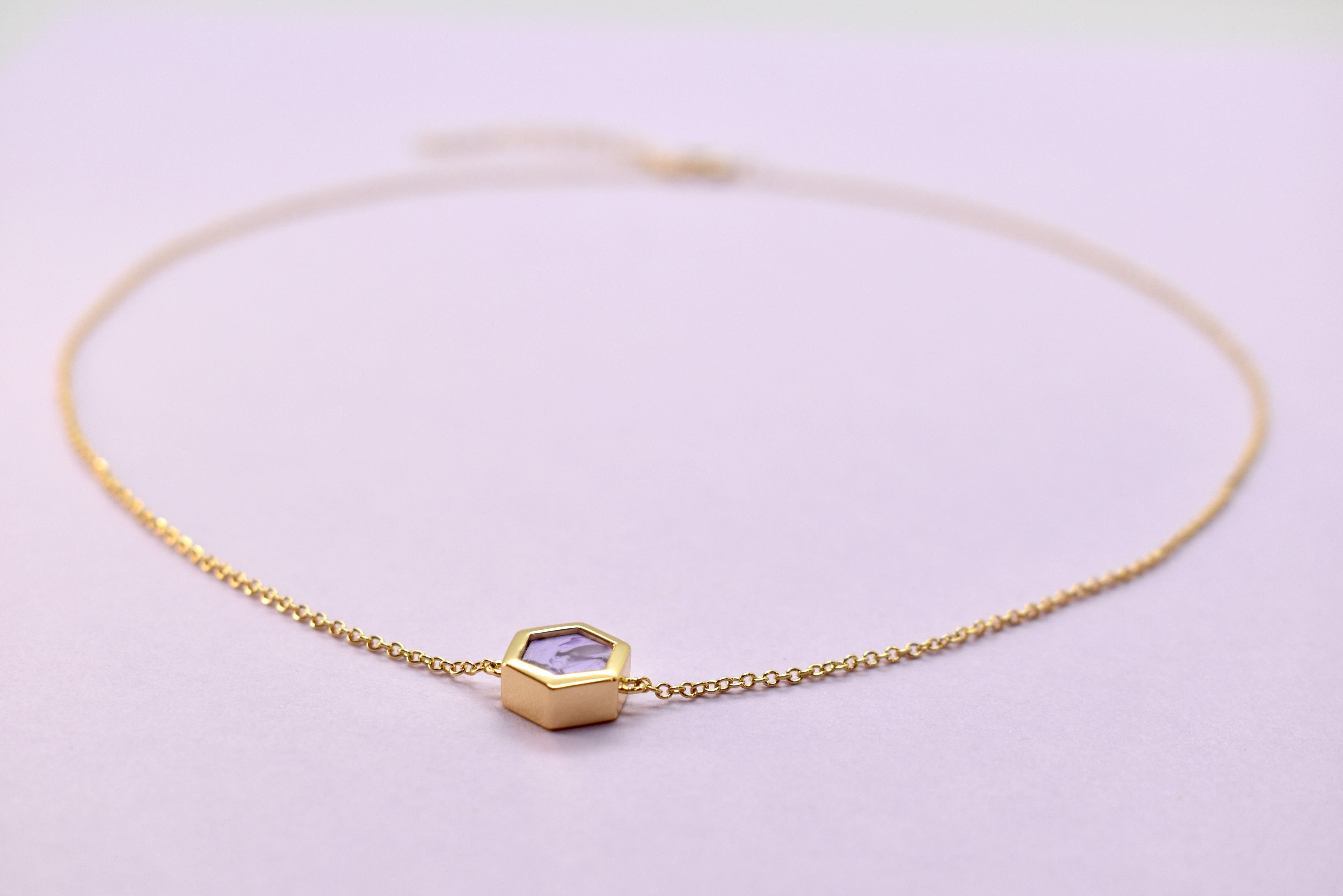 amethyst necklace gemstone lavender bridesmaids jewelry gift for her gemstone geometric jewelry 14k gold