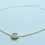 aqua clay necklace polymer geometric necklace hexagon 14k gold dainty gift for bridesmaid
