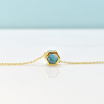 aquamarine geometric necklace aqua hexagon 14k gold chain adjustable dainty necklace everyday jewelry