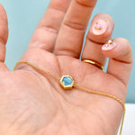 aquamarine hexagon necklace geometric gold jewelry 14k dainty chain adjustable