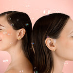 twins modeling 14k gold plated baroque pearls studded with micro CZ gemstones