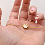 crystal quartz hexagon necklace short dainty necklace 14k gold chain adjustable length
