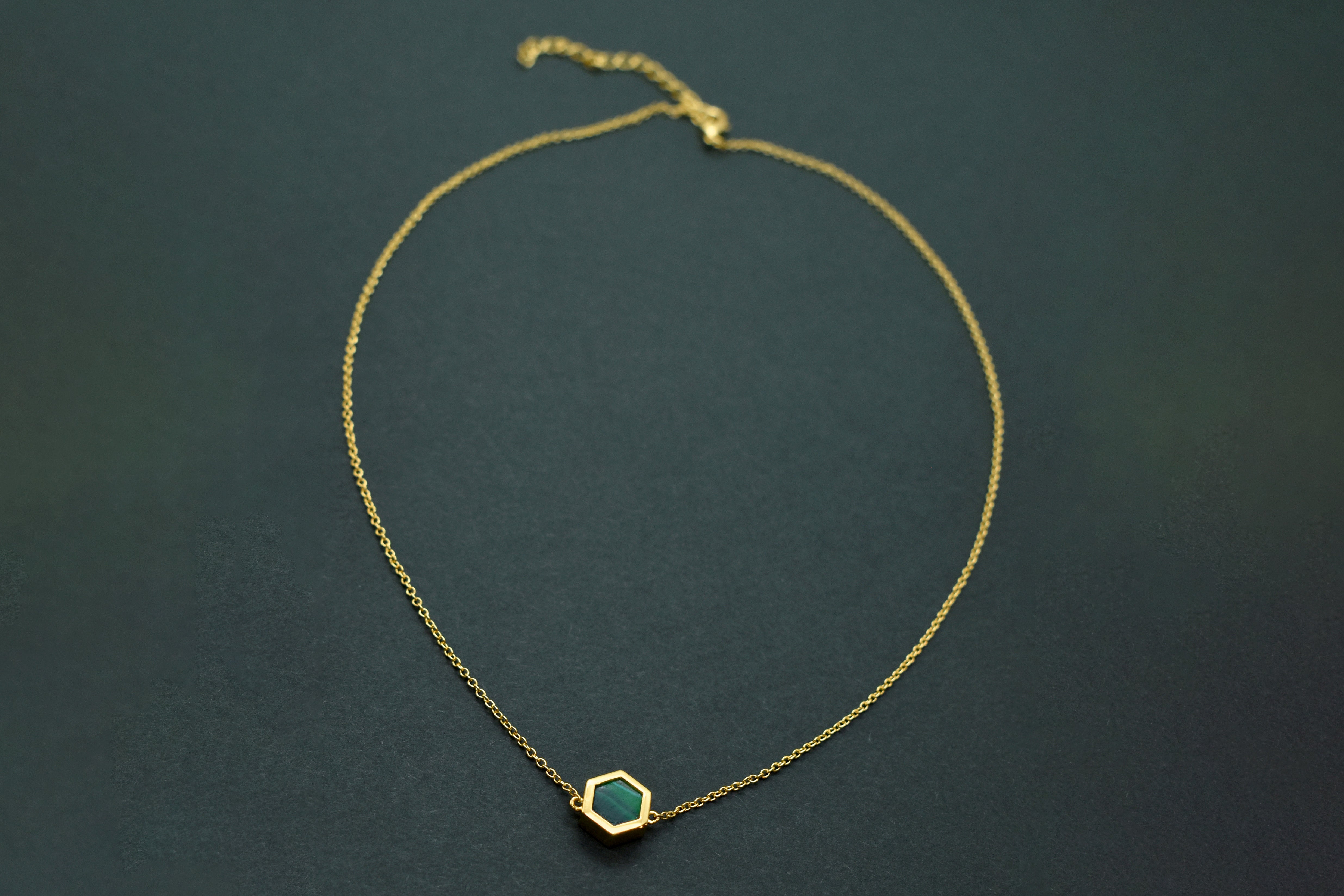 emerald gold hexagon necklace 14k gold fill chain geometric jewelry hexagon gift