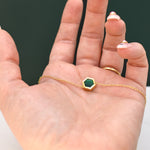 emerald necklace hexagon geometric jewelry polymer clay jewelry marbled 14k gold delicate necklace adjustable