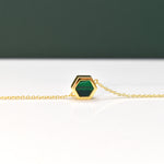 emerald May birthday necklace hexagon geometric jewelry marbled clay jewelry