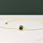 forest green emerald necklace hexagon jewelry gold 14k chain dainty necklace