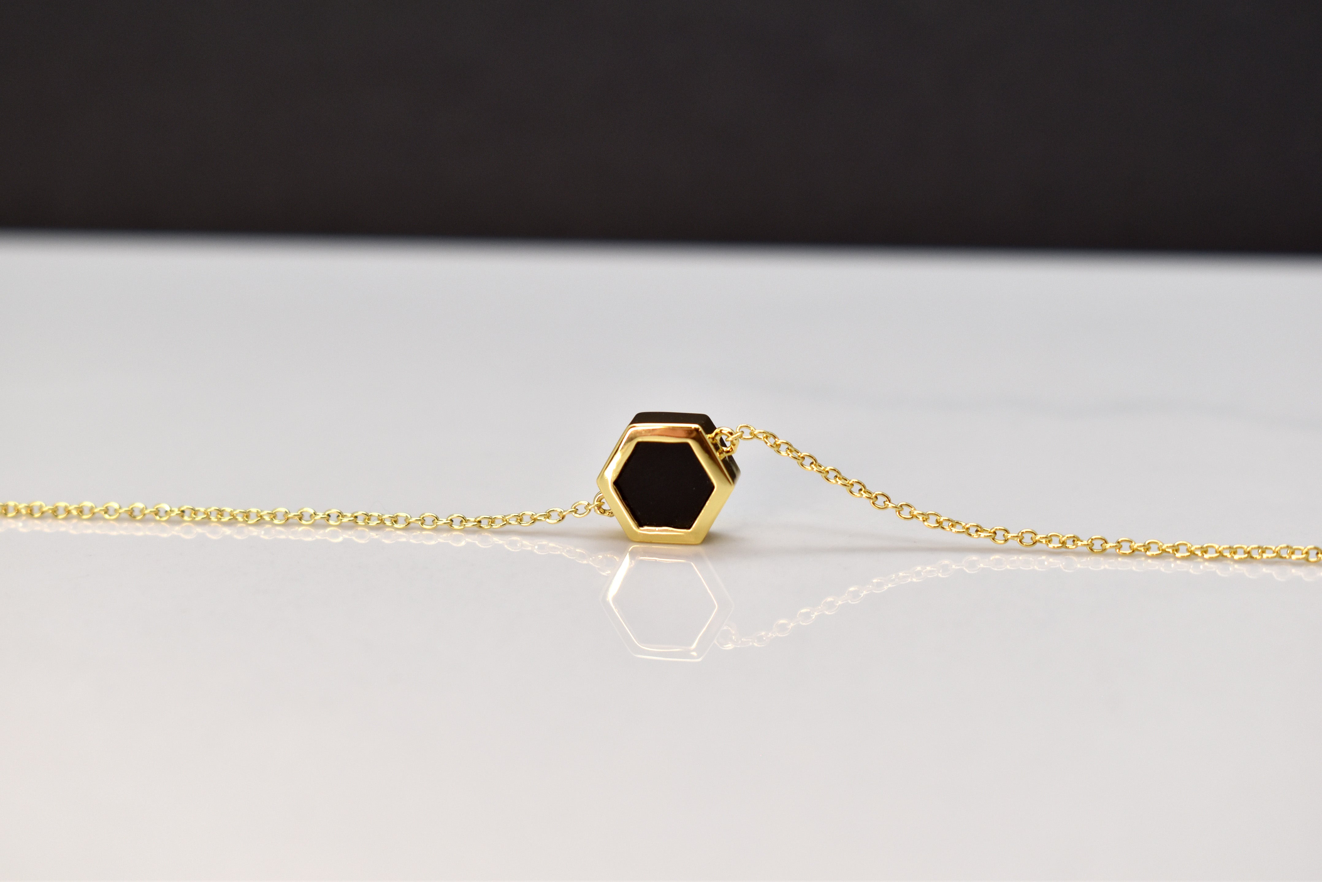 geometric hexagon necklace short 14k necklace geometric jewelry under $50