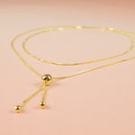 long box chain bolo necklace with adjustable slider bead
