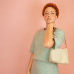 chic off white leather shoulder bag 90's style