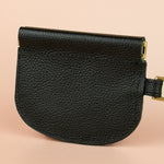slim handmade leather wallet wristlet with squeeze clasp and gold hardware
