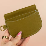 slim leather handmade card case with gold hardware by cold gold