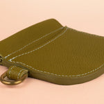 leather wallet small simple handmade leather wallet card case gold hardware cold gold squeeze clasp wristlet wallet