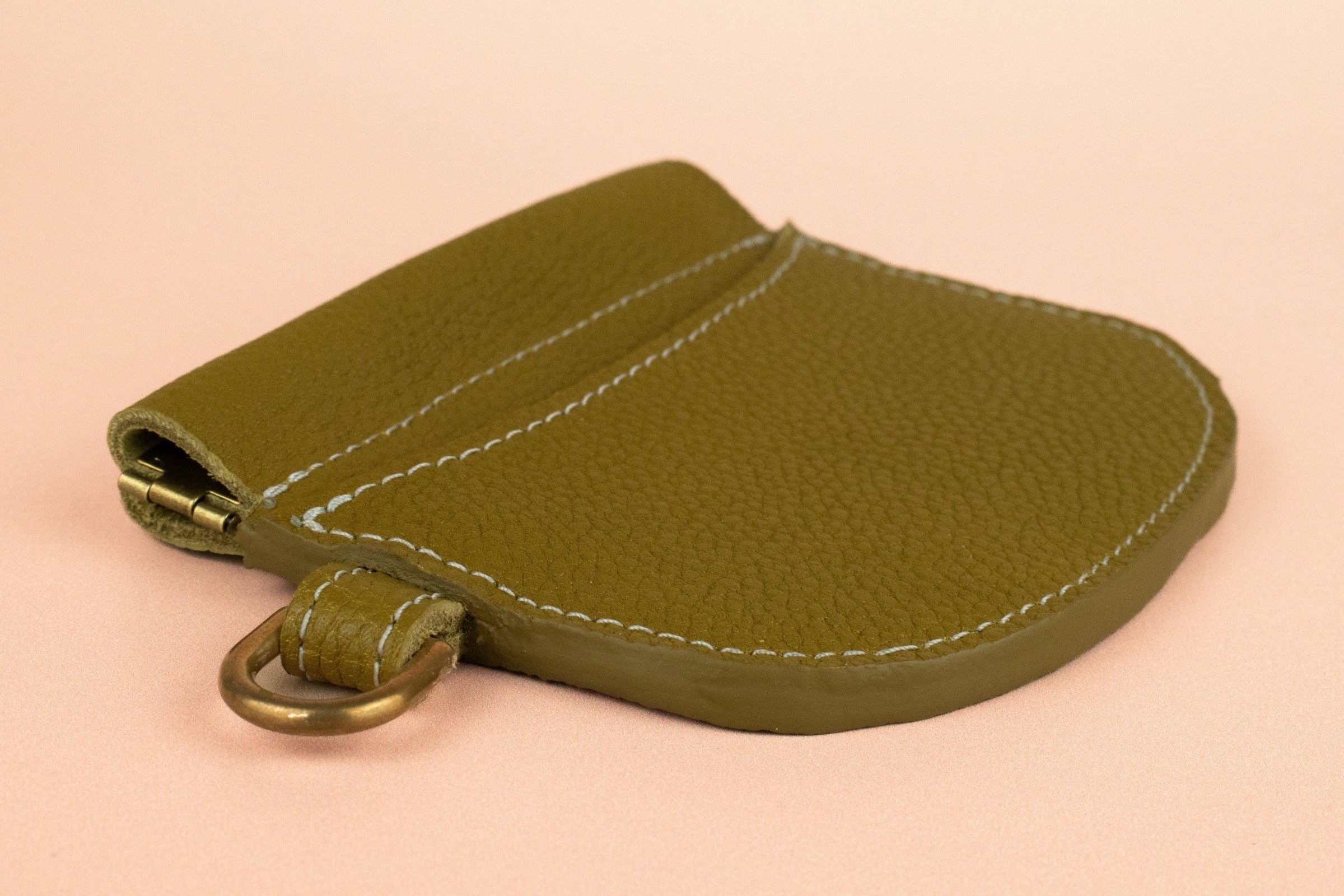 leather wallet small simple handmade leather wallet card case gold hardware cold gold squeeze clasp wristlet wallet