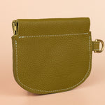 minimalist colorful handmade leather card case with squeeze closure and and gold hardware by cold gold