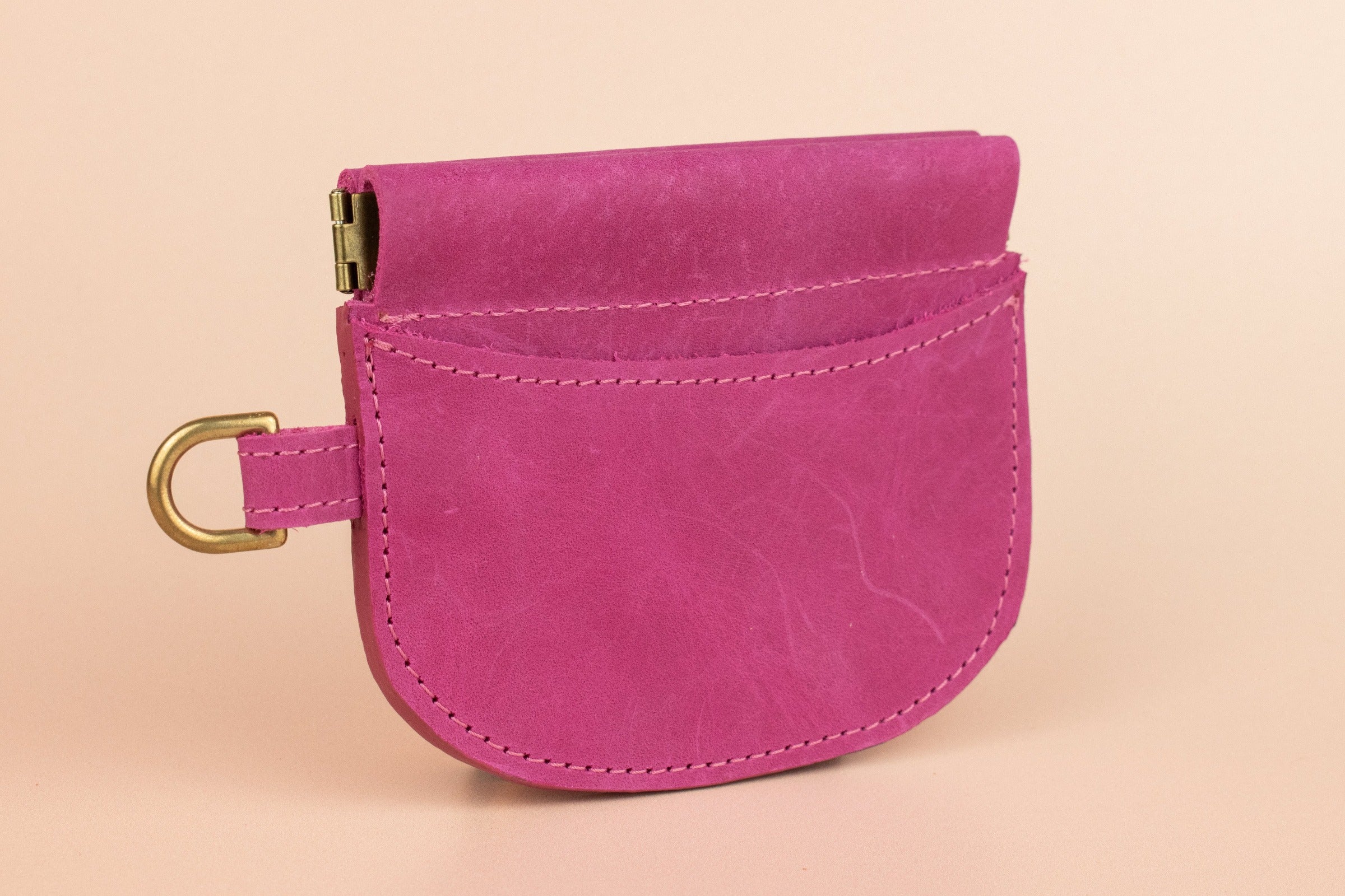 small handmade leather wristlet wallet card case with gold hardware by cold gold