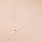 long sterling silver box chain necklace with adjustable slider bead and teardrop end caps