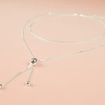 long double drop y chain necklace in sterling silver
