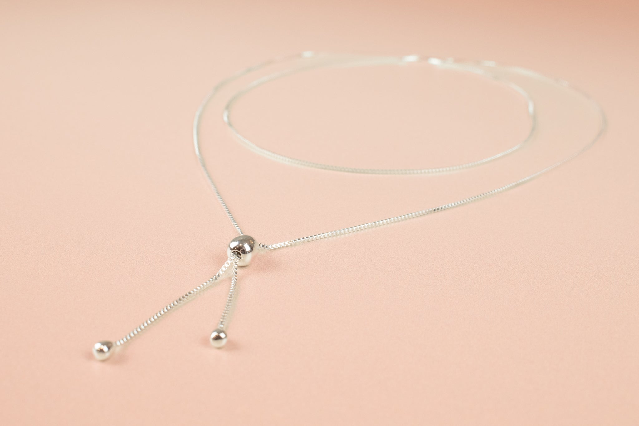 long double drop y chain necklace in sterling silver
