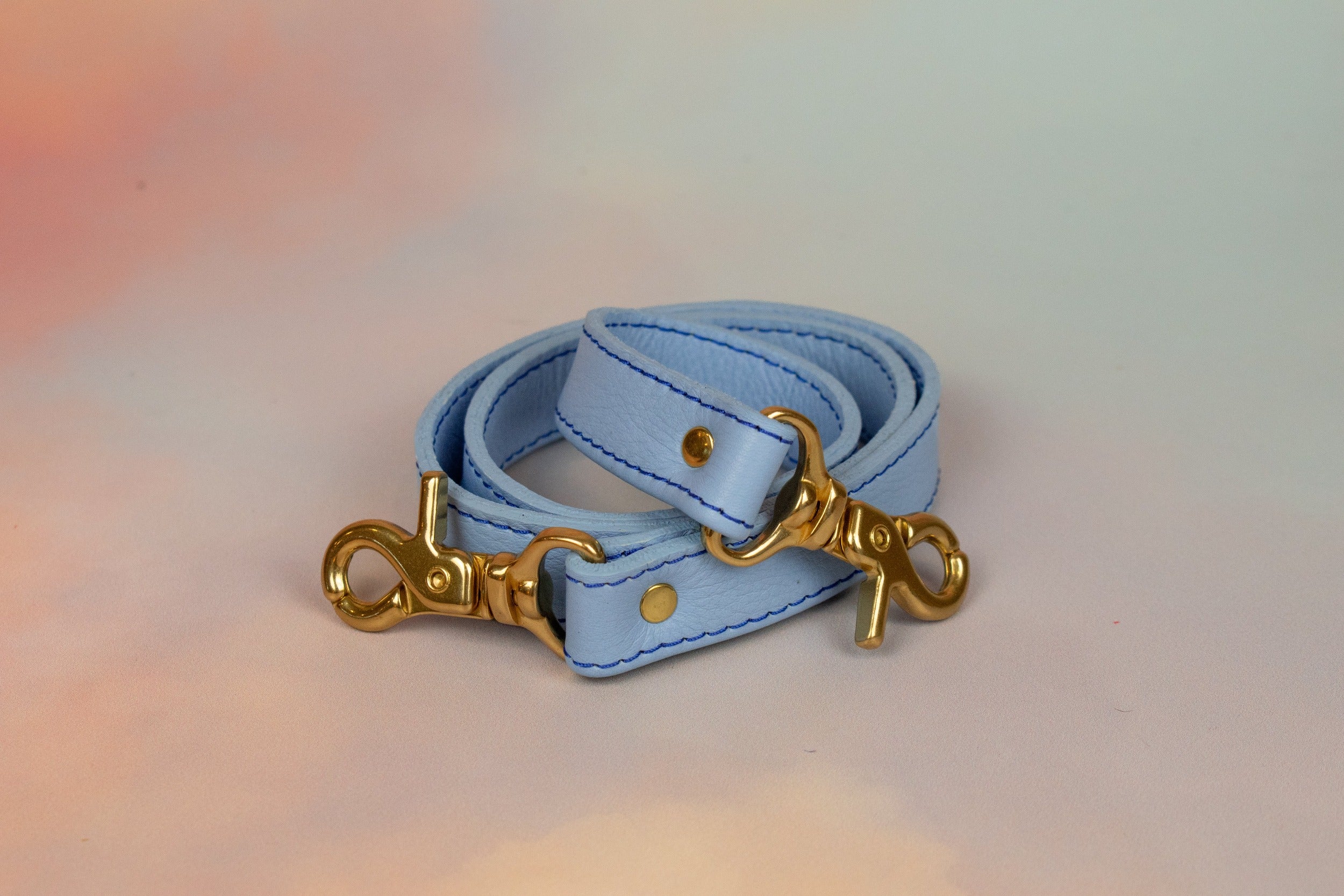 matching periwinkle strap equipped with clasps