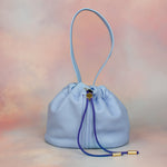 periwinkle drawstring bucket bag