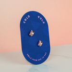 handmade clay rose quartz gold hoop studs