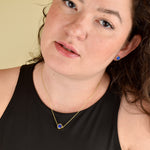 sapphire gem necklace hexagon gold jewelry short necklace simple September birthstone gift jewelry