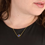 sapphire gemstone necklace 14k gold simple necklace September birthday jewelry