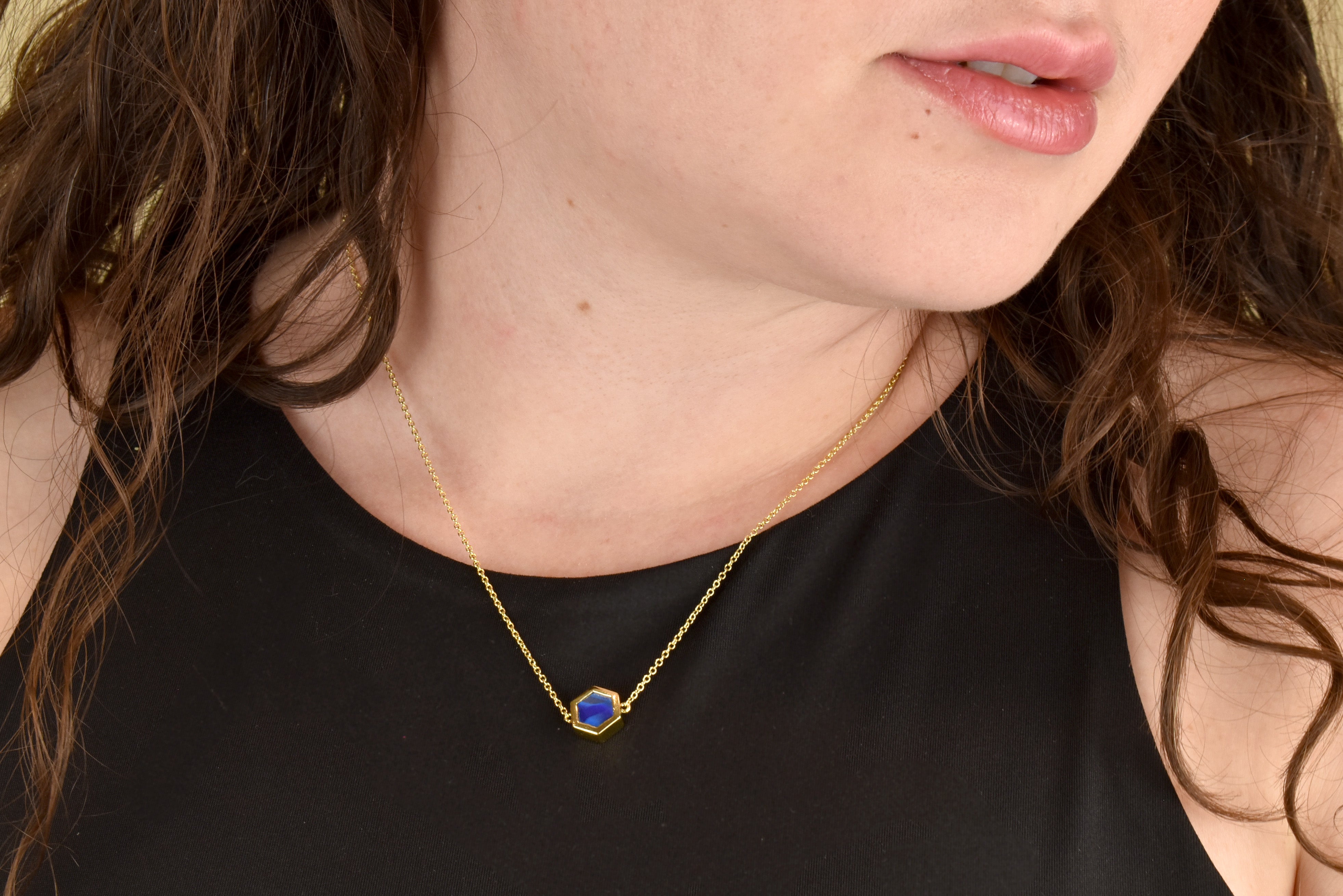 sapphire gemstone necklace 14k gold simple necklace September birthday jewelry
