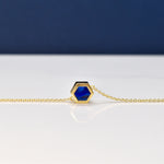 sapphire geometric necklace 14k gold chain