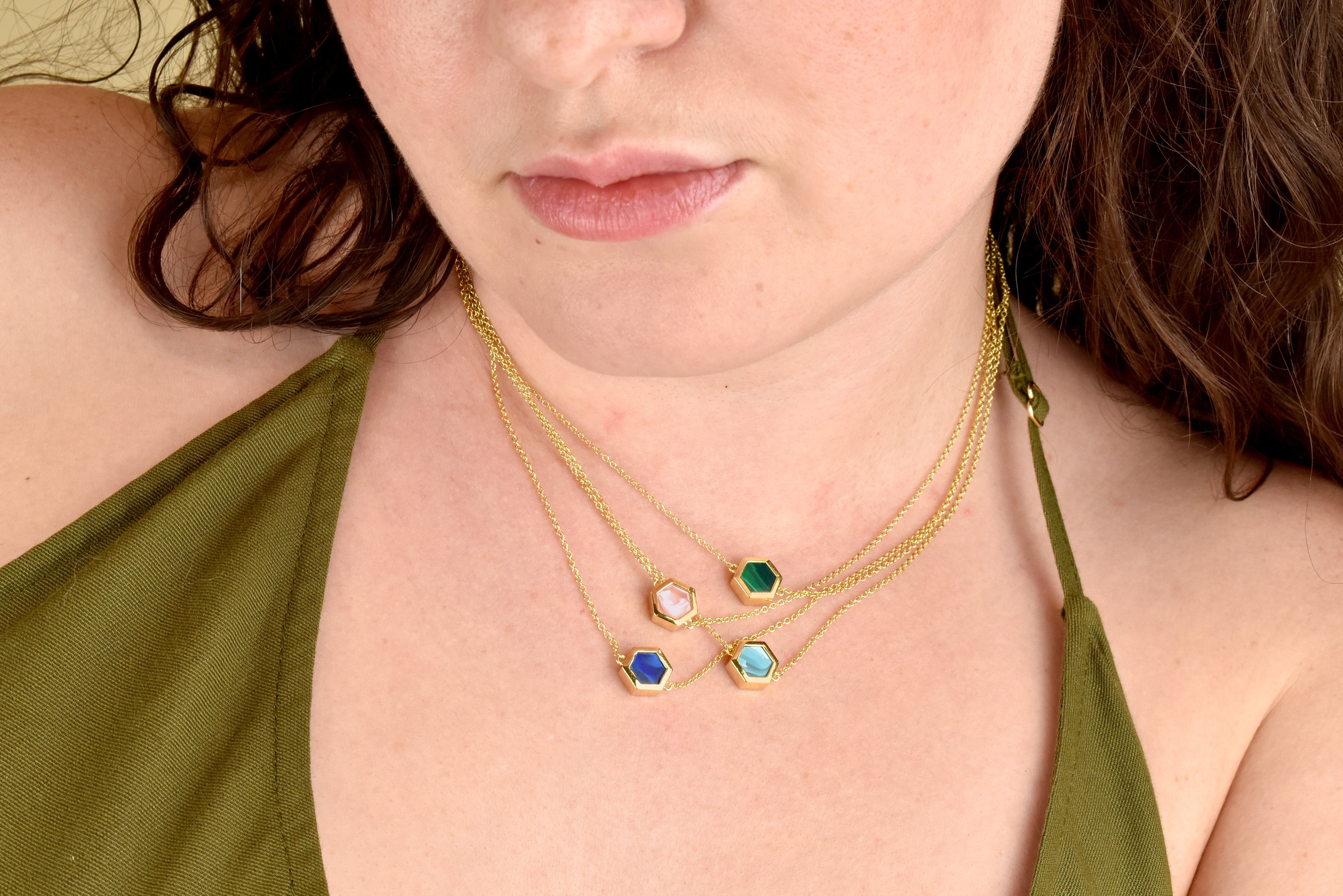 set of layered necklaces in 14k gold chain simple gold necklace with minimal style