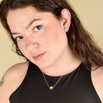 simple gold necklace aquamarine gemstone jewelry March birthstone necklace March birthday gift hexagon jewelry