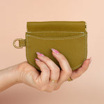 modern avocado green leather wristlet wallet small card case slots