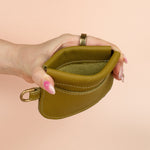 olive green leather pouch wallet travel safe