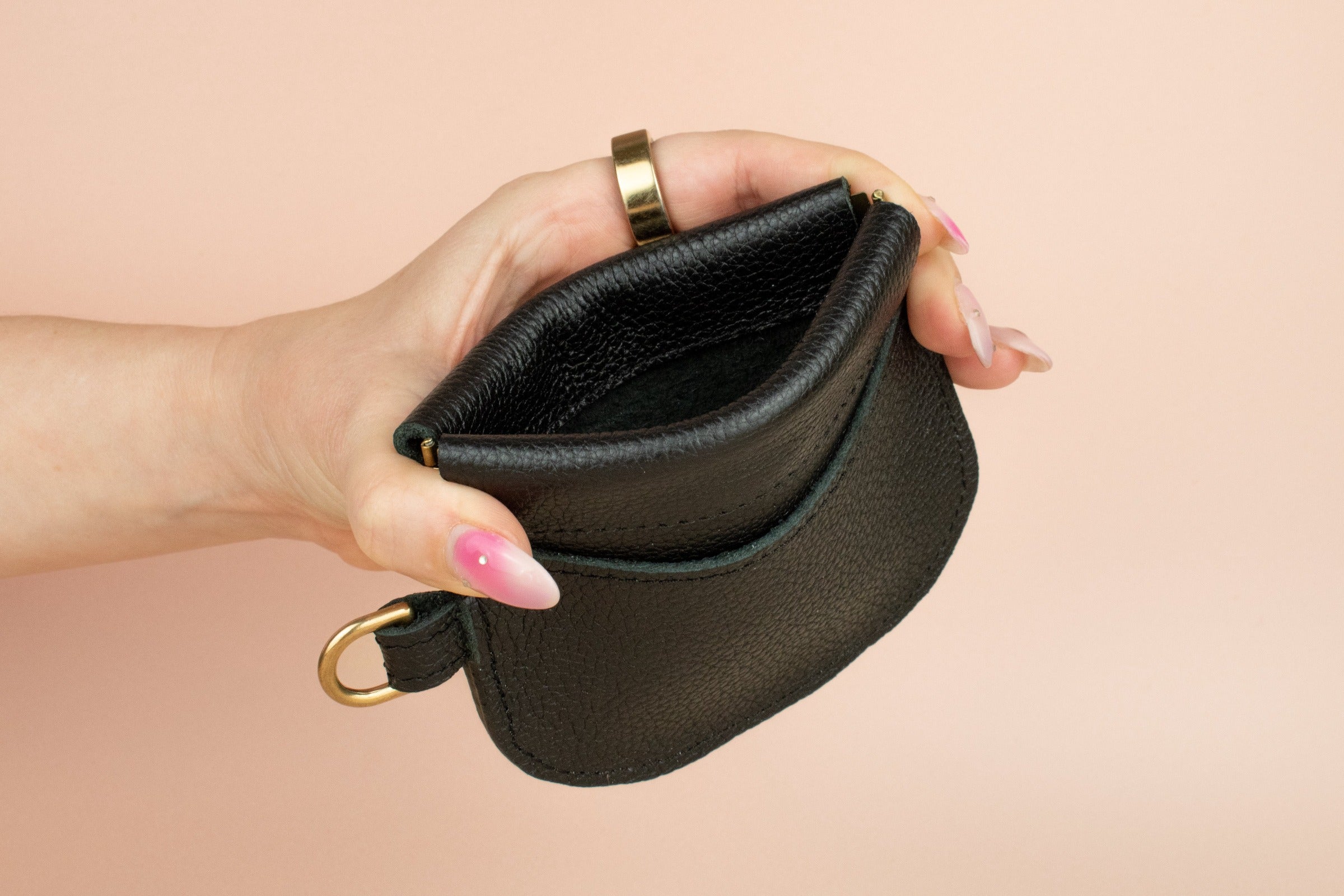 squeeze closure leather wallet card pocket, small travel safe wallet