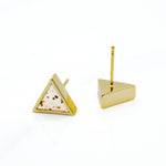 modern geometric triangle earrings in unique speckled stone clay