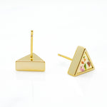modern gold geometric triangle earrings in terazzo stone style