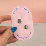 emerald green hand polymer clay studs 14k gold plating