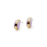 amethyst purple and gold geometric studio stud earrings.