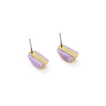 lavender marble half moon stud earrings.