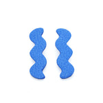 matisse blue cutout statement leather zig zag earrings.