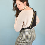 western black hair on hide leather crossbody sling bag