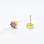 geometric jewelry set in amethyst gemstone clay and 14k gold