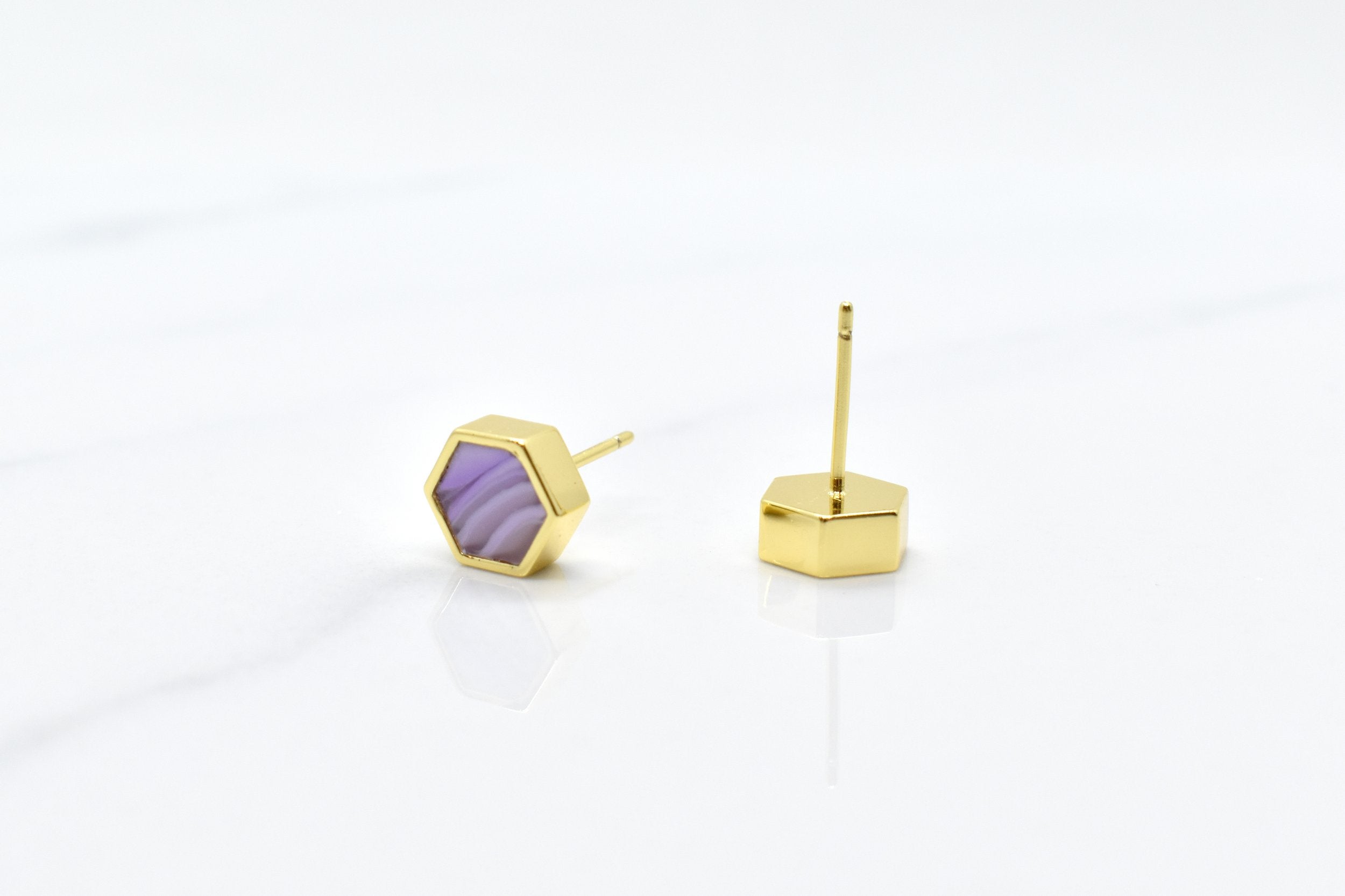geometric jewelry set in amethyst gemstone clay and 14k gold