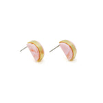 rose quartz gold plated geometric stud earrings.