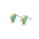 marbled polymer clay gold tiny earrings aquamarine birth stone march jewelry gemstone earrings