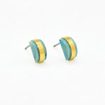 gold half moon earrings geometric stud earrings set aquamarine quartz clay march birthstone earrings gemstone jewelry