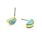 marbled translucent aqua blue geometric shape studs march jewelry birthstone earrings gifts for her