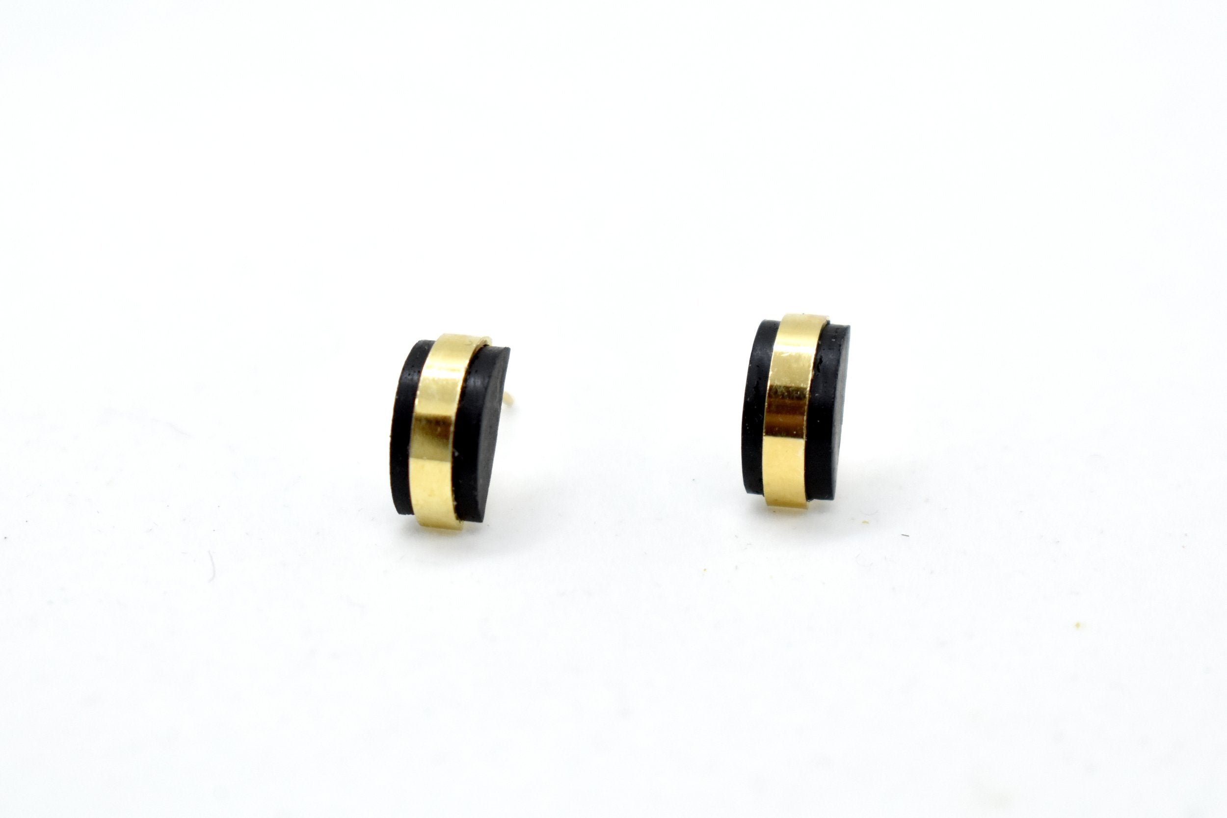 black polymer clay gold tiny earrings jewelry architectural earrings